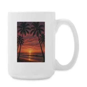 Sunset on the palm beach - Large Mug 440 ml - white - Right