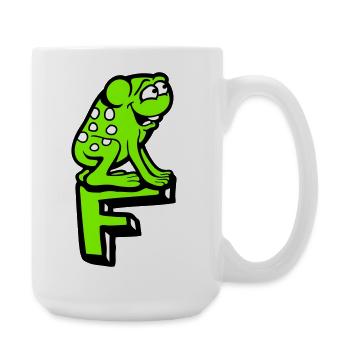 Buchstabe F Frosch Kröte Name ABC Lernen Schule - Große Tasse 440 ml - Weiß - Rechts