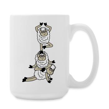 Tired_Sad_Sleepy_Sheep_Yoga_Meditating_5 - Large Mug 440 ml - white - Right