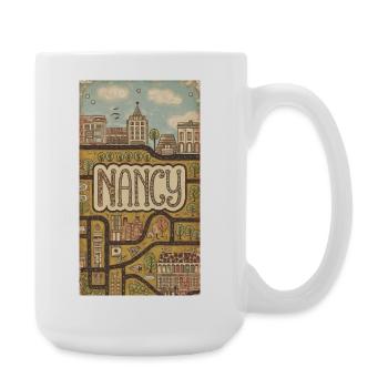 Nancy Stadtbild Retro Karte Typografie - Große Tasse 440 ml - Weiß - Rechts