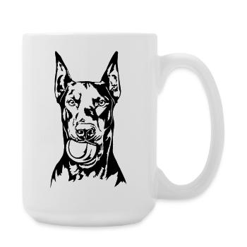 Dobermann Ball Balljunkie Hunde Wilsigns - Große Tasse 440 ml - Weiß - Rechts
