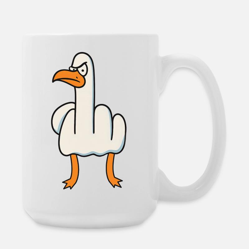 Mittelfinger Gans Sarkasmus - Große Tasse 440 ml - Weiß