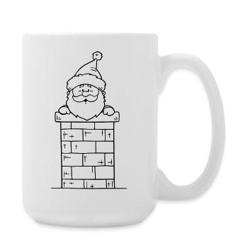 Weihnachtsmann Santa Schornstein - Große Tasse 440 ml - Weiß - Rechts