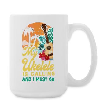 Hawaiian Ukulele Uke My Ukulele Is - Große Tasse 440 ml - Weiß - Rechts