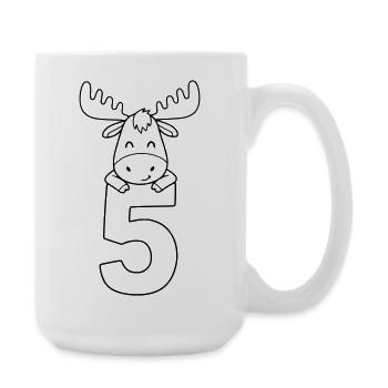 Illustration de dessin animé d'un mignon orignal avec le chiffre 5 - Grande tasse 440 ml - blanc - Droite