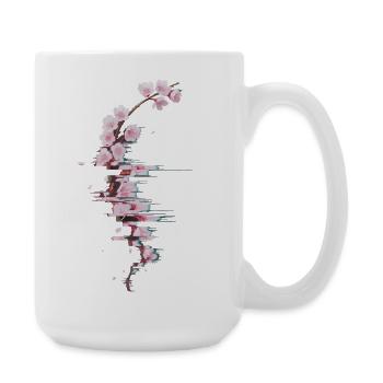 Glitch Cherry Blossom Modern Blossom Branch - Large Mug 440 ml - white - Right