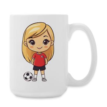Fille baby-foot avec ballon - Grande tasse 440 ml - blanc - Droite