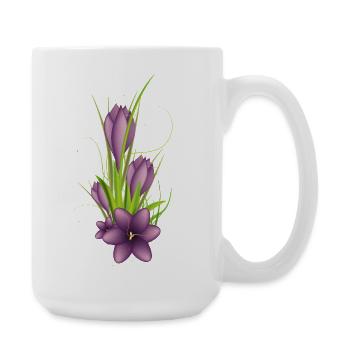 Zarte violette Krokusse in eleganter Illustration - Große Tasse 440 ml - Weiß - Rechts