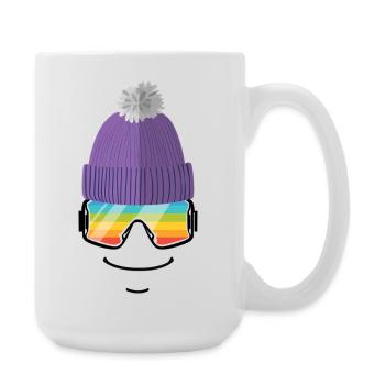 Skibrille Regenbogen & Mütze – Lustiges Ski Shirt - Große Tasse 440 ml - Weiß - Rechts