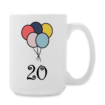 20. 20e ANNIVERSAIRE. ANNIVERSAIRE 20 ANS. 20 ANS. - Grande tasse 440 ml - blanc - Droite