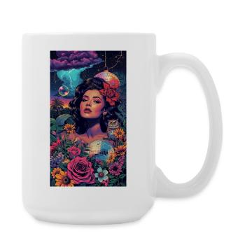 Neon Floral Siren - Large Mug 440 ml - white - Right