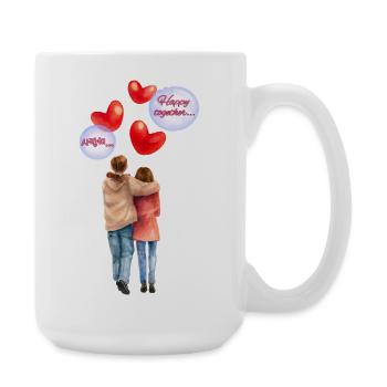Happy Together – Romantic Watercolor Illustration - Large Mug 440 ml - white - Right