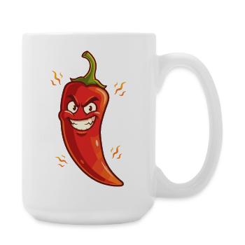 Angry Chili Cartoon – Fiery & Naughty - Large Mug 440 ml - white - Right