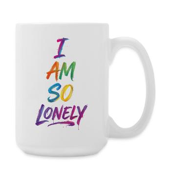 I Am So Lonely Say Colorful Text Painting Print - Large Mug 440 ml - white - Right