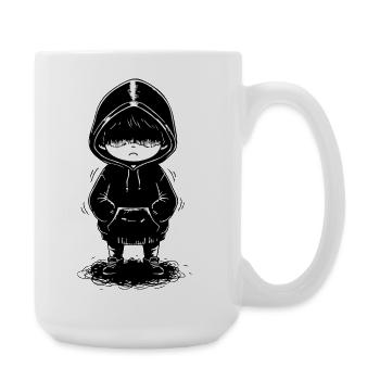Child Hoodie Shadow Face Hidden - Large Mug 440 ml - white - Right