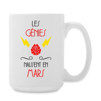 Les Génies Naissent en Mars Cadeau Bébé - Grande tasse 440 ml - blanc - Droite