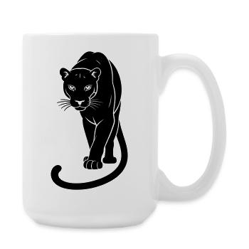 Schwarzer Jaguar - Große Tasse 440 ml - Weiß - Rechts