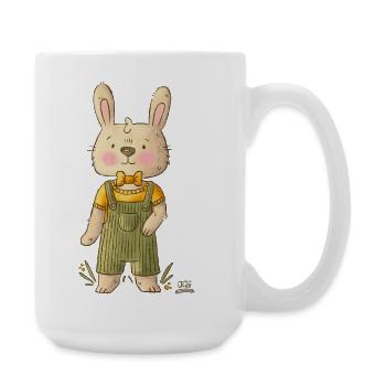 Lapin en salopette avec nœud papillon - Grande tasse 440 ml - blanc - Droite