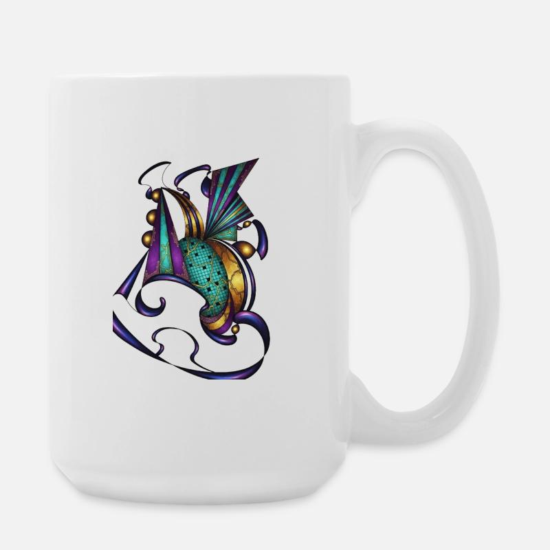 Turquoise Purple Ornamentation - Large Mug 440 ml - white