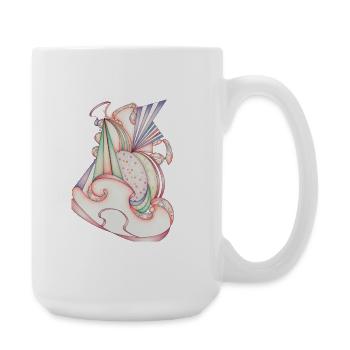 Pastellwellen Fantasiemuster - Große Tasse 440 ml - Weiß - Rechts