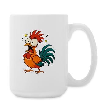 Crazy Rooster - Conception de mèmes de dessin animé de poulet drôle - Grande tasse 440 ml - blanc - Droite