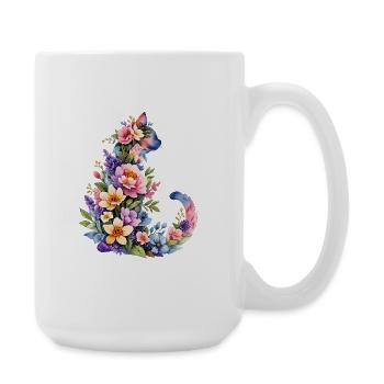 Fleurs aquarelles pour chats - Grande tasse 440 ml - blanc - Droite