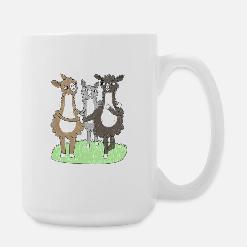 Drei Lama Freunde - Große Tasse 440 ml - Weiß