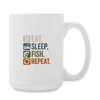 Mange, dors, poisson, pêcheur répète Dit la conception de la pêche - Grande tasse 440 ml - blanc - Droite