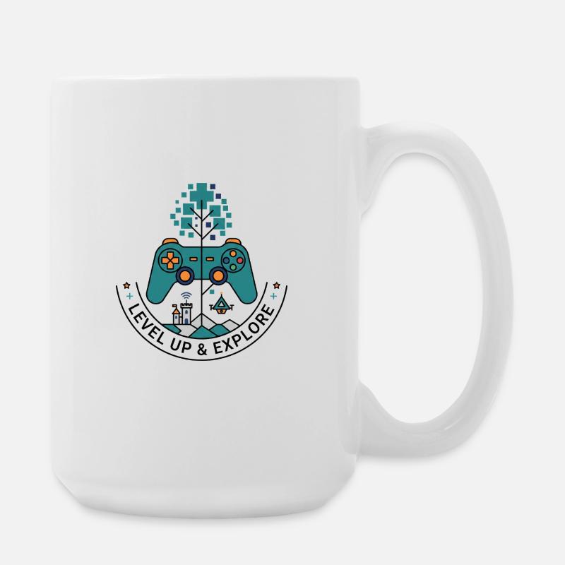 Badge Monte de niveau & Exploration - Grande tasse 440 ml - blanc