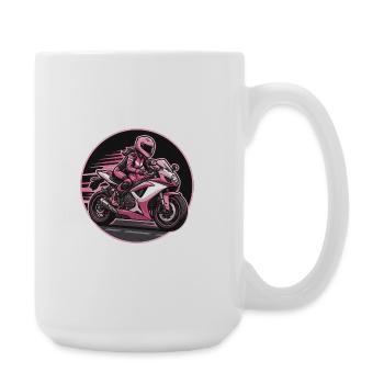 Un pilote rose sur une moto sportive - Grande tasse 440 ml - blanc - Droite
