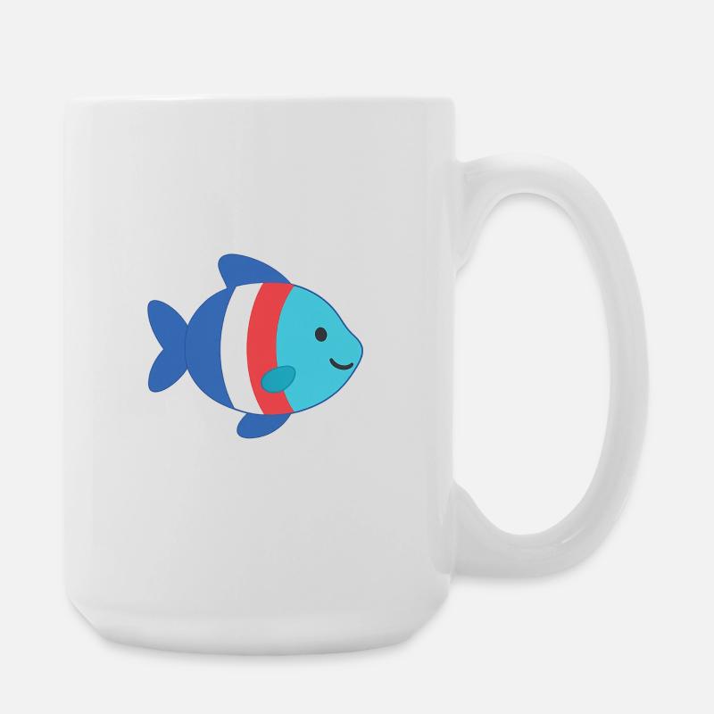 Fish striped - Large Mug 440 ml - white