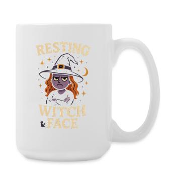 Resting Witch Face – Lustiges Cartoon Hexen Shirt  - Große Tasse 440 ml - Weiß - Rechts