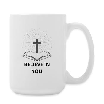 Cross and Book Light - Large Mug 440 ml - white - Right
