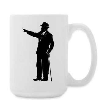 Gentleman Silhouette mit Stock - Große Tasse 440 ml - Weiß - Rechts