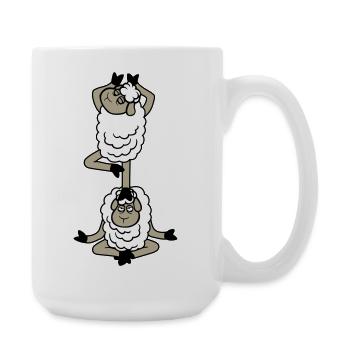 Sheep Tired Sleepy Yoga Stacked Balance Medita - Large Mug 440 ml - white - Right