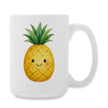 Kawaii Ananas aquarelle Enfants Fruit mignon mignon - Grande tasse 440 ml - blanc - Droite