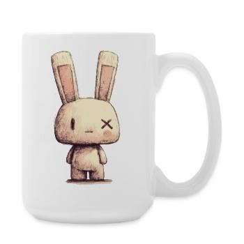 Hugging rabbit with cross eyes - Large Mug 440 ml - white - Right
