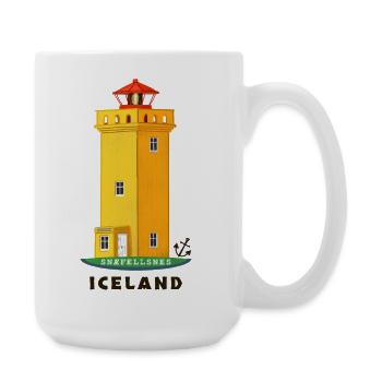 Iceland, Snæfellsnes lighthouse hand-drawn - Large Mug 440 ml - white - Right