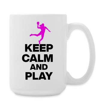 RESTEZ CALMES ET JOUEZ AU HANDBALL ! EM GIFT ALLEMAGNE - Grande tasse 440 ml - blanc - Droite