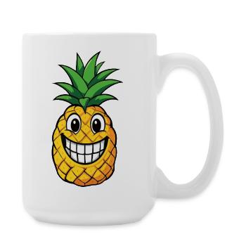 Cute Pineapple Cartoon Summer Fruit Caribbean Comic - Large Mug 440 ml - white - Right