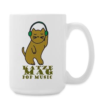 Katze mag pop music - Große Tasse 440 ml - Weiß - Rechts