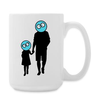 Familie Silhouette Liebe Kinder Eltern Mama Papa - Große Tasse 440 ml - Weiß - Rechts