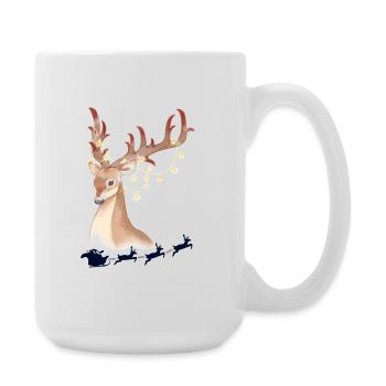 Lights deer in the winter forest - Large Mug 440 ml - white - Right