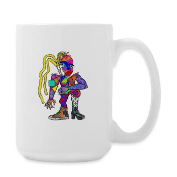 Vibrant Cubism Portrait Street Style - Large Mug 440 ml - white - Right