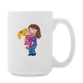 Mom cuddles her sweet baby - Large Mug 440 ml - white - Right