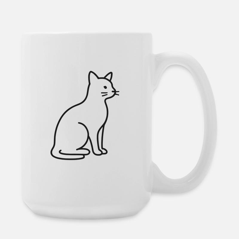 Silhouette de chat en trait - Grande tasse 440 ml - blanc