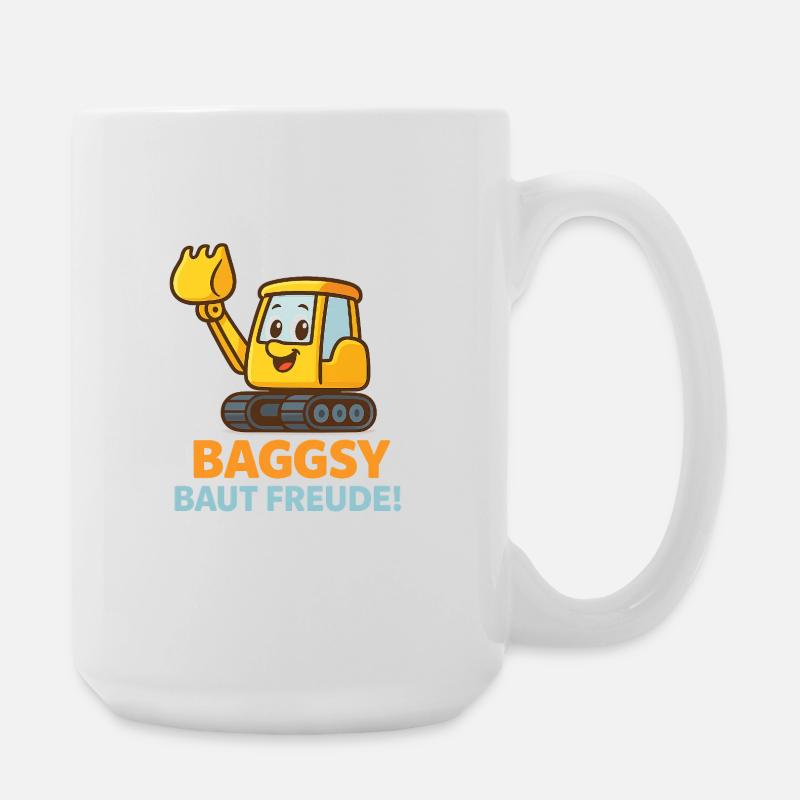 Bagger Mit Freundlichem Gesicht - Große Tasse 440 ml - Weiß
