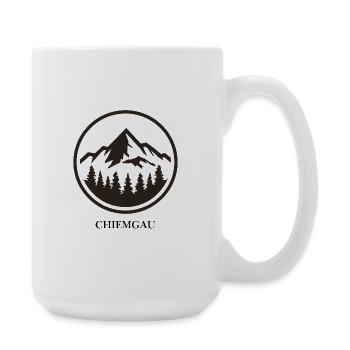 Alpenlogo – Minimalistisches Berg- & Waldmotiv im  - Große Tasse 440 ml - Weiß - Rechts
