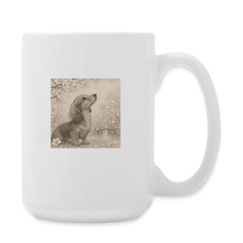 Motif rétro du crayon en fleurs de cerisier teckel - Grande tasse 440 ml - blanc - Droite