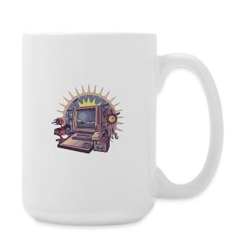 Futuristic computer with retro elements - Large Mug 440 ml - white - Right
